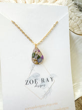 Load image into Gallery viewer, Multi Alyssum and Forget Me Not Teardrop Pendant
