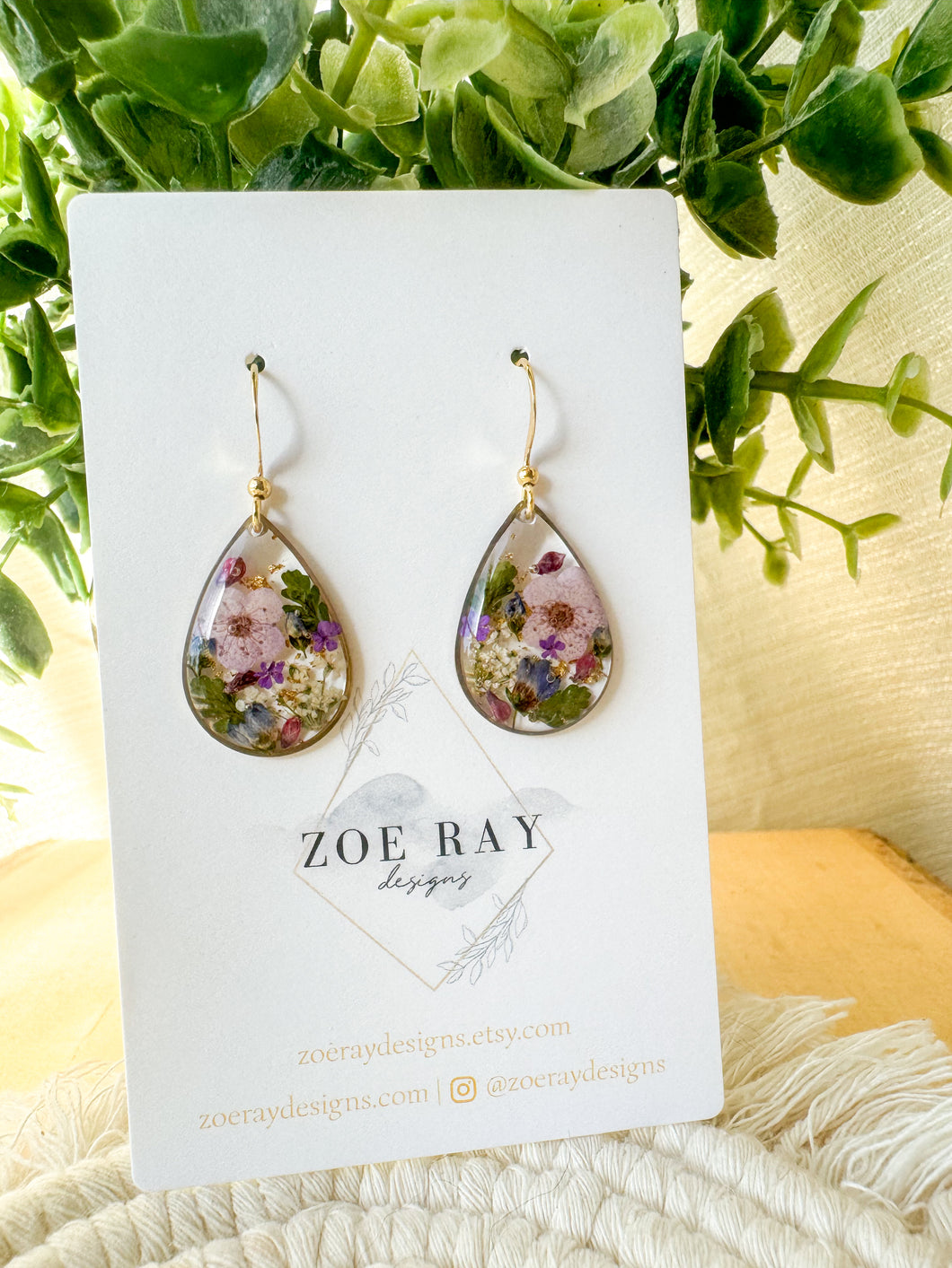 Purple Floral Teardrops - Medium