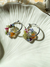 Load image into Gallery viewer, Silver Flower Hoops - large
