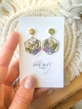 Load image into Gallery viewer, Green and Blue floral Hexagons
