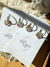 Load image into Gallery viewer, Silver Flower Hoops
