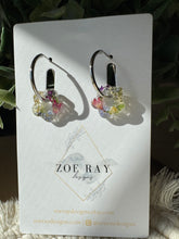 Load image into Gallery viewer, Silver Flower Hoops
