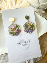 Load image into Gallery viewer, Green and Blue floral Hexagons
