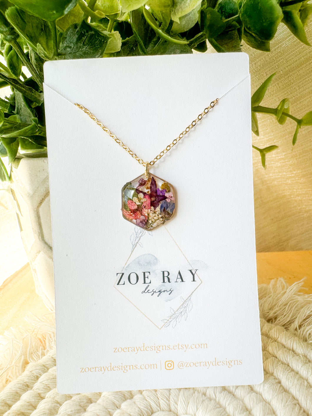 Starflower Hexagon Pendant