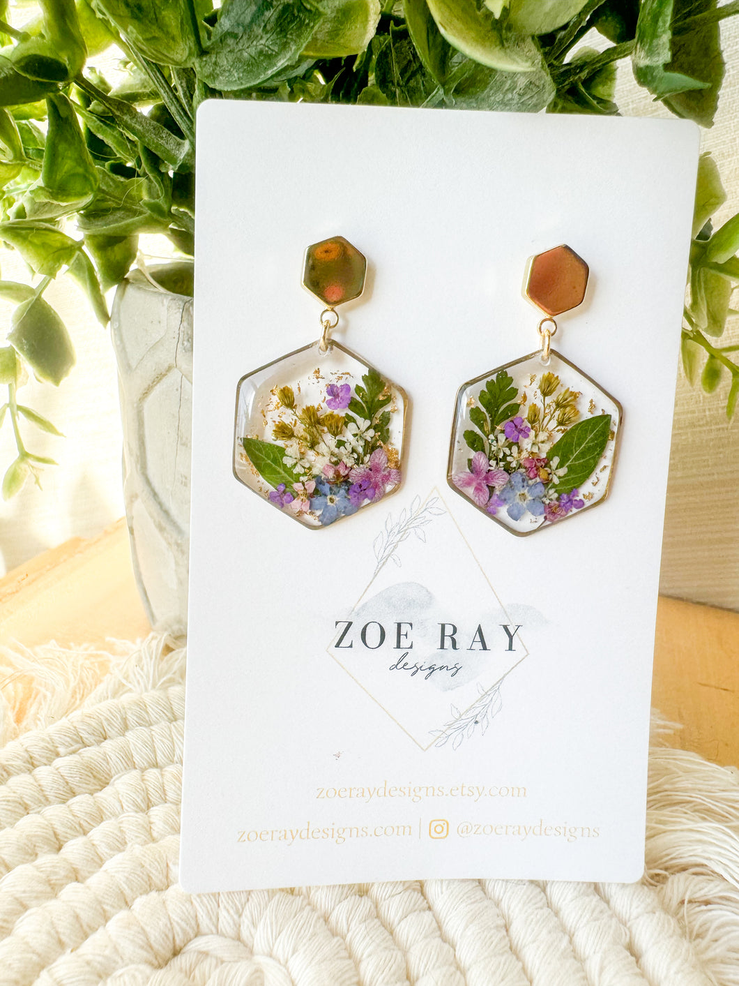 Green and Blue floral Hexagons