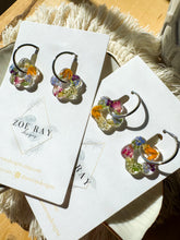Load image into Gallery viewer, Silver Flower Hoops - large
