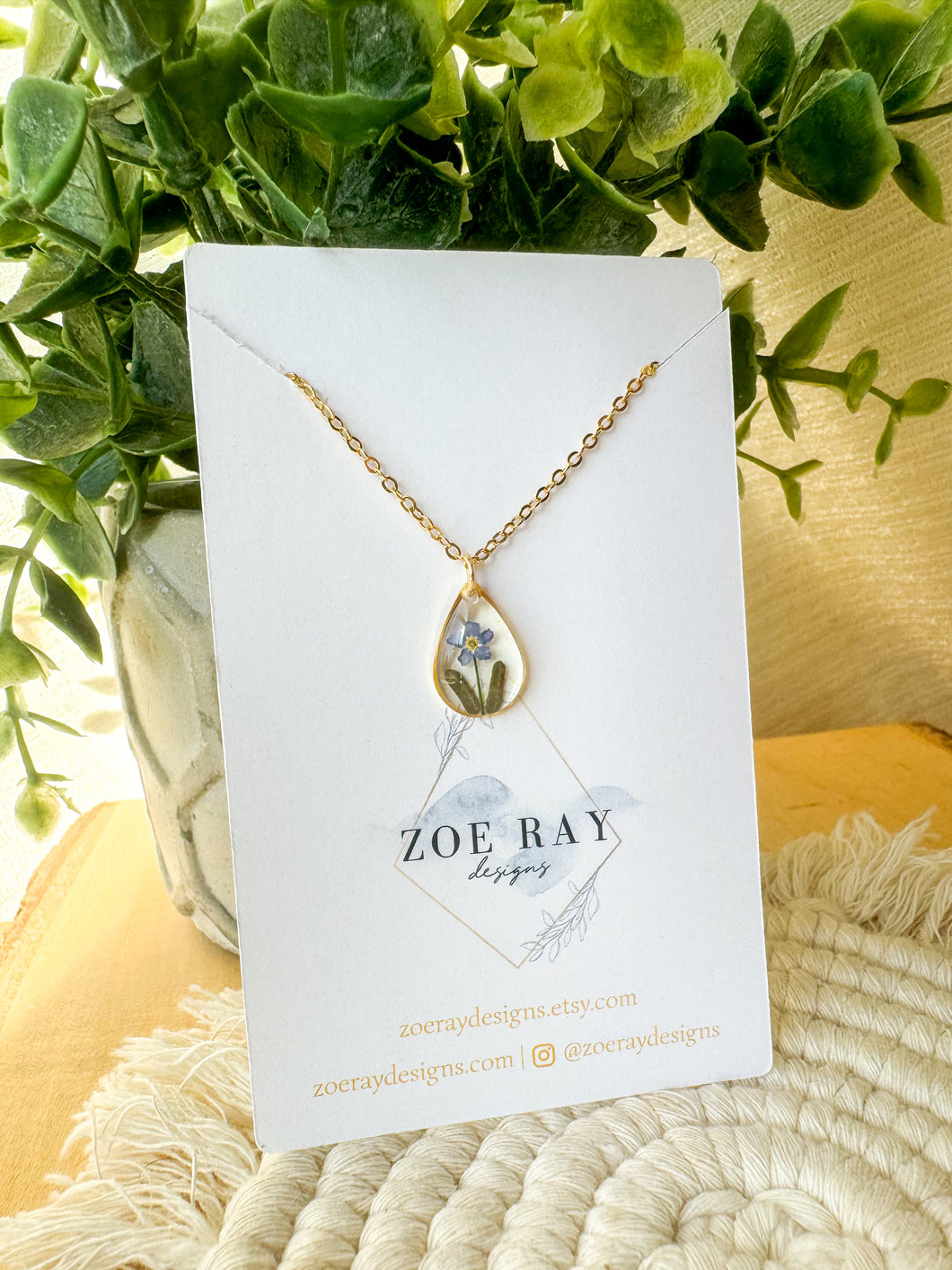 Forget Me Not Teardrop Pendant